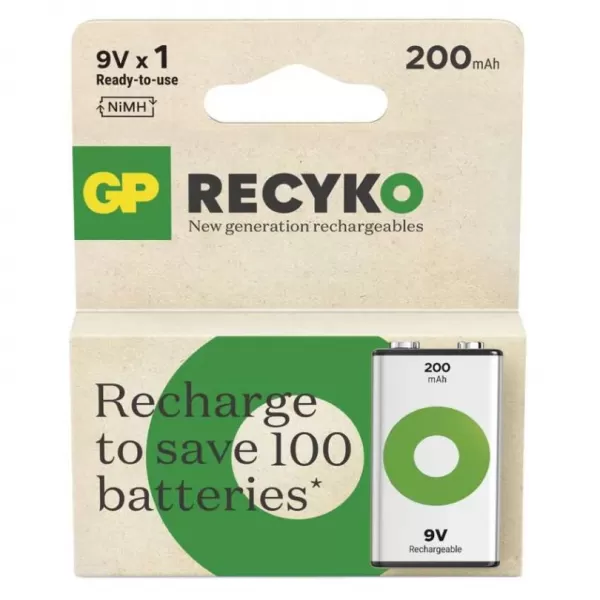 EMOS Baterie GP nabíjecí RECYKO 200 9V 1PP B2552