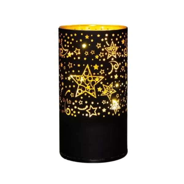 NIPEKO Dekor. válec LED 16cm černý rotující