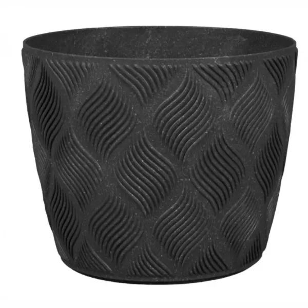 Obal na květník FLOW PETIT ECO WOOD plastový černý d15x12cm