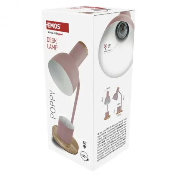 EMOS Stolní lampa POPPY na žárovku E27, růžová