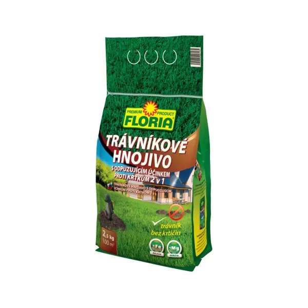 FLORIA hnojivo Trávníkové s odpuzujícím účinkem proti krtkům 2,5kg