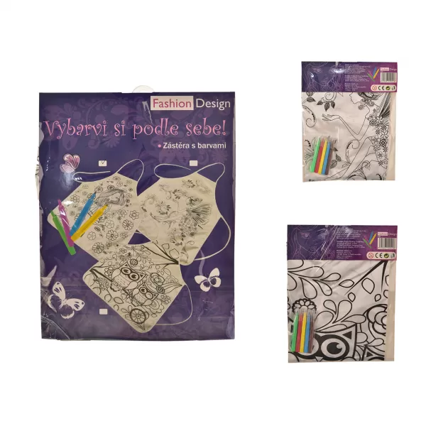 Kreativní sada zástěra k vymal. + barvy 45x60 3ASS