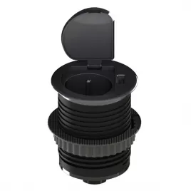 Zásuvka 1z + 1x USB vestavná s víčkem, plast, prodlužovací přívod 1,5m, USB 2100mA