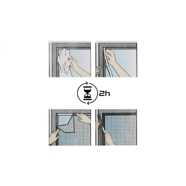 Síť okenní 150x180cm suchý zip 6,6m šedá sada