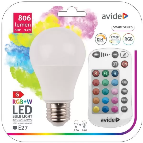 NIPEKO Žárovka SMART LED E27 9,7W ovl.RGB