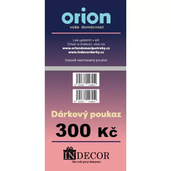 Dárkový poukaz Orion/Indecor 300 Kč
