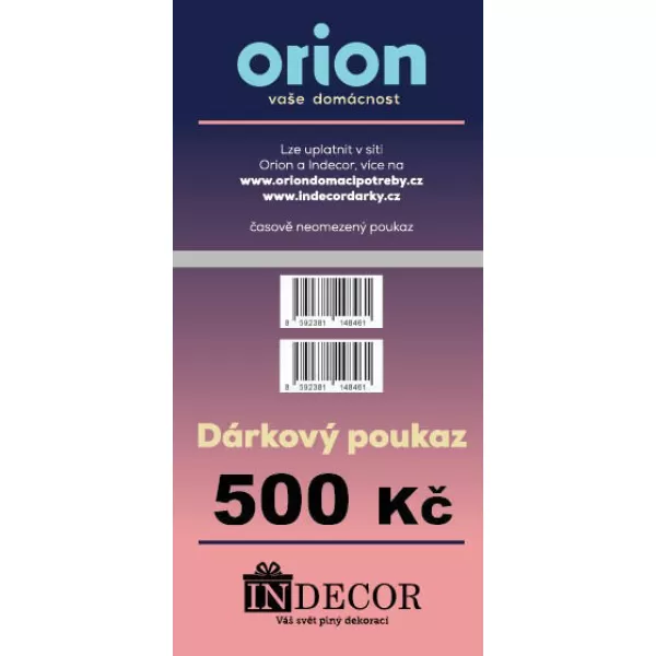 Dárkový poukaz Orion/Indecor 500 Kč