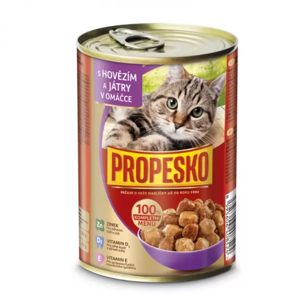 JUKO PROPESKO kousky kočka hovězí,játra v omáčce 415g