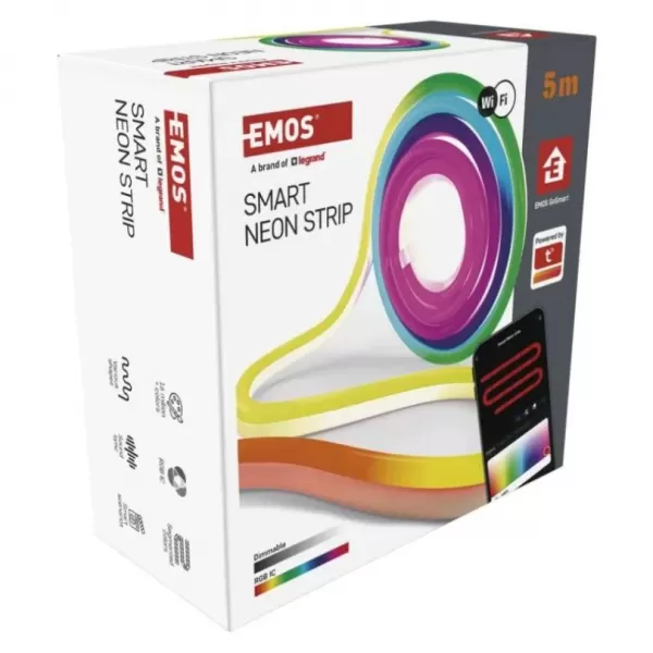 EMOS GoSmart ohebný LED pásek NEON bílý, 5 m, 33 W, RGBIC stmívatelný, WiFi