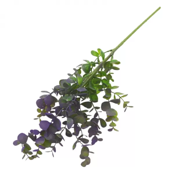 Dekorace - Keřík eukalyptus 47cm zelená+fialová