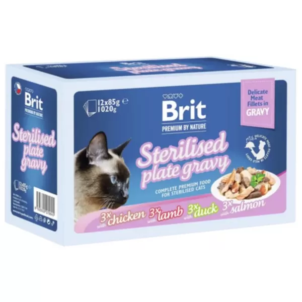 Brit Premium by Nature Cat Delicate Fillets in Gravy Family Plate Sterillised 12x 85g