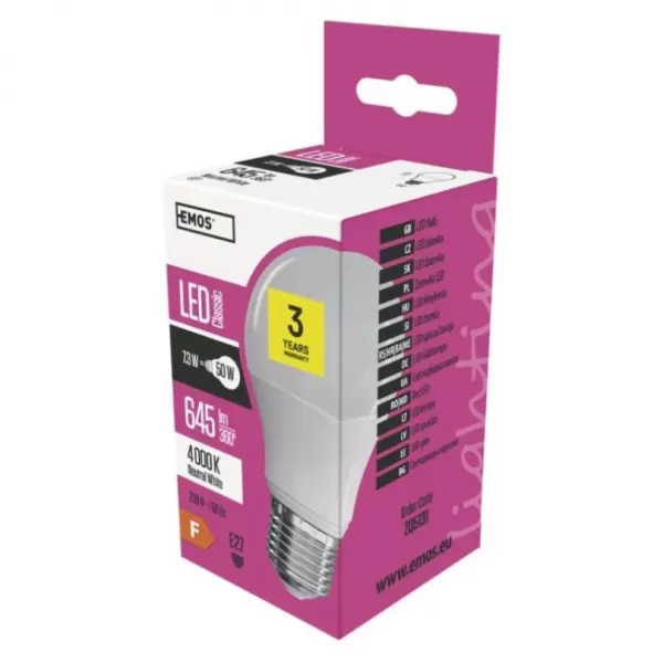 EMOS LED CLS A60 8W E27 NW ZQ5131