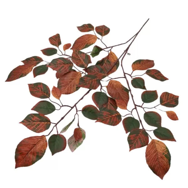 Dekorace - Větev buková 48 listů 65cm červenozelená