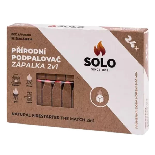 SOLO Ekologický podpalovač 2v1 zápalka/24ks/