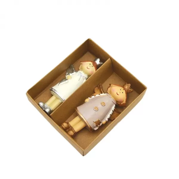 Dekorace - Dvě andělky polyresin v krabičce 10,4cm