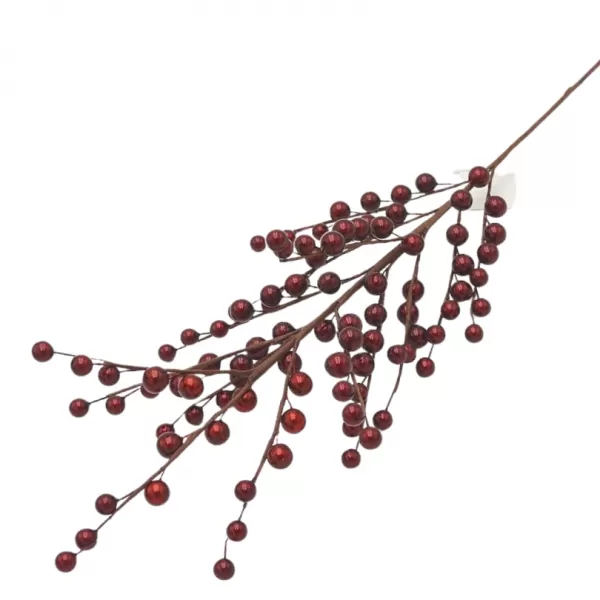 Dekorace - Větev bobule červená lesklá 79cm
