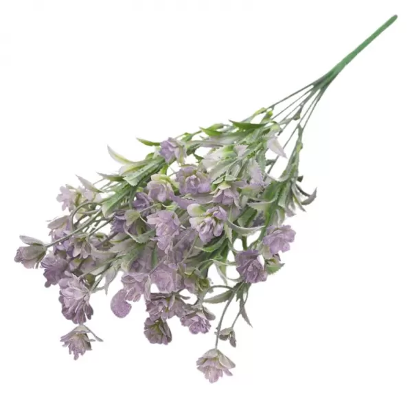 Dekorace - Keřík drobné kvítky 7 výhonků 37cm fialový