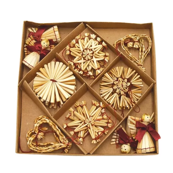 Dekorace - Slaměné ozdoby box 6cm/24ks
