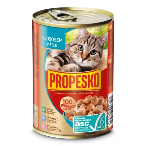 JUKO PROPESKO kousky kočka ASC losos v želé 415g