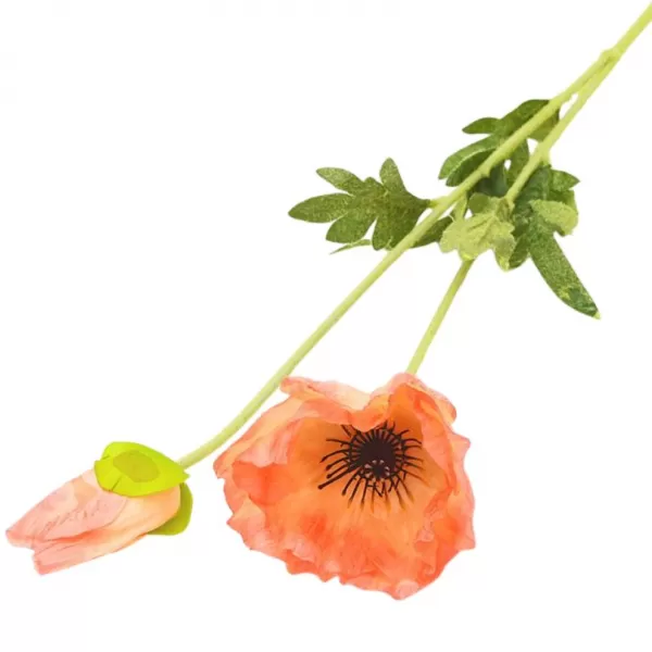 Dekorace - Vlčí mák 1 květ 1 poupě 74cm or+červ