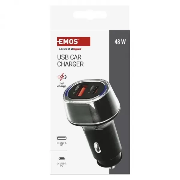 EMOS USB ADAPTÉR AUTO PD/QC 48W V02C48