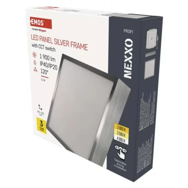 EMOS LED svítidlo NEXXO broušený nikl, 22,5 x 22,5 cm, 21 W, teplá/neutrální bílá ZM6243