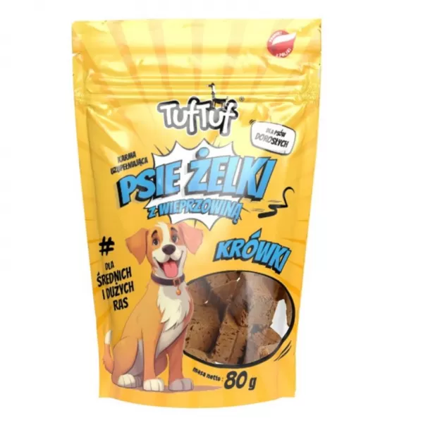 JUKO TufTuf super měkké vepřové kostky pro větší plemena 80g