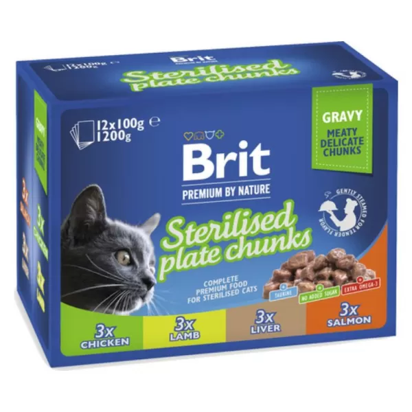 Brit Premium Cat Pouch Steillised Plate 1200 12x100g