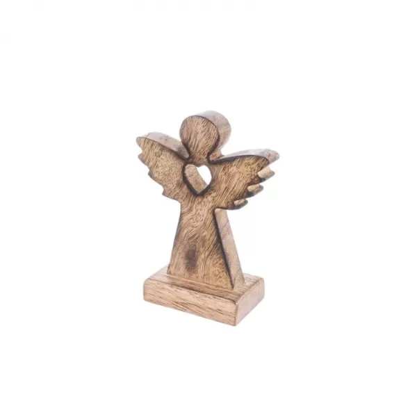 Anděl dřevo MANGO srdce v. 11,5 cm