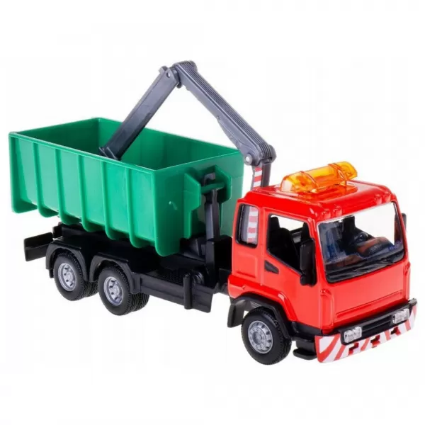 Bburago - Municipal Vehicle, Nákladní vozidlo hákový nosič kontejnerů s jeřábem.