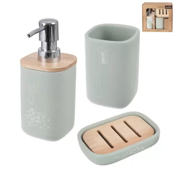 Sada koupelnová polyresin/gum. dřevo GREENISH 3 ks