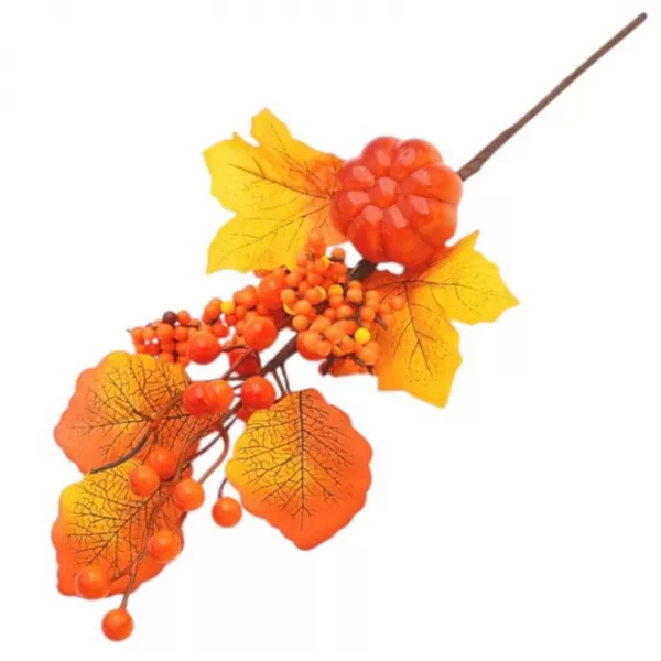 Dekorace - Větev podzim javor,dýně,bobule 36cm oranž