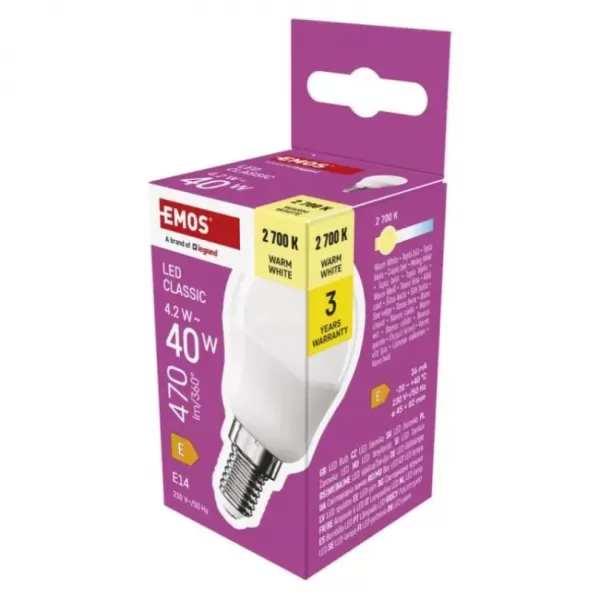 EMOS LED CLS MINI GLOBE 4,2W (40W) 470lm E14 WW