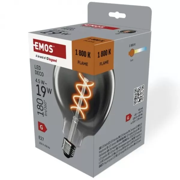 EMOS LED žárovka DECO G125 Smoked 4,5W 180lm E27 WW+
