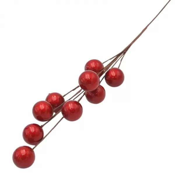Dekorace - Větev mega bobule červená 72cm