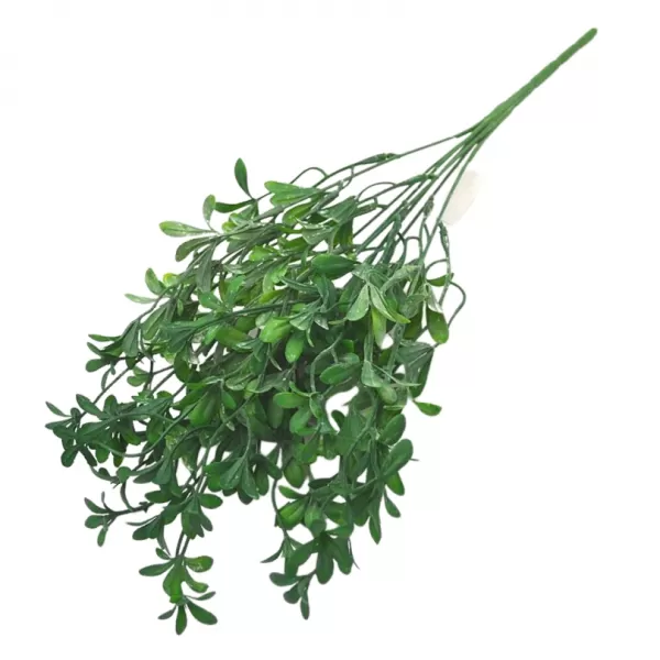 Dekorace - Keřík drobné kvítky 7 výhonků 40cm tm.zelený