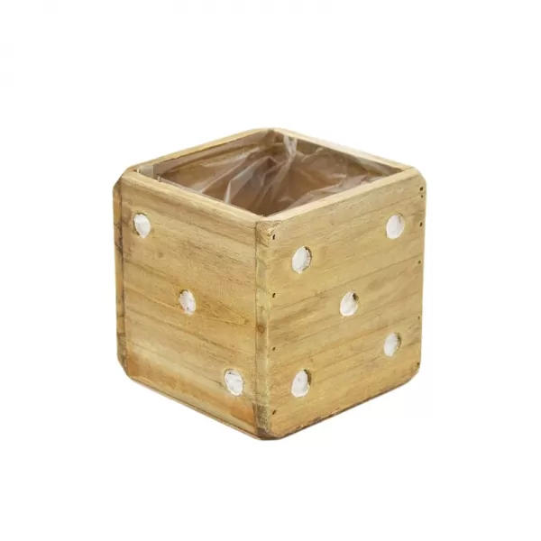 Dekorace - Obal dřevo házecí kostka 12cm