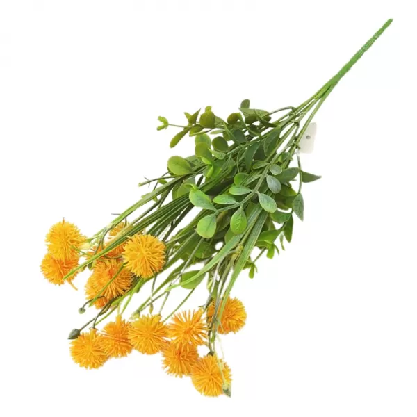 Dekorace - Keřík bodláku s trávou 37cm žlutý