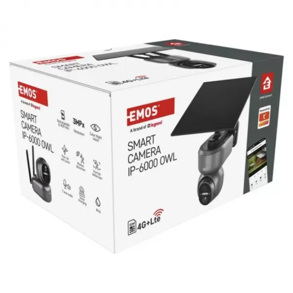 EMOS GoSmart venkovní otočná kamera IP-6000 OWL s 4G/LTE, šedá