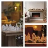 LED dekorace dřevěná - vesnička, 60cm, 2x AA, teplá bílá, časovač DCWW41