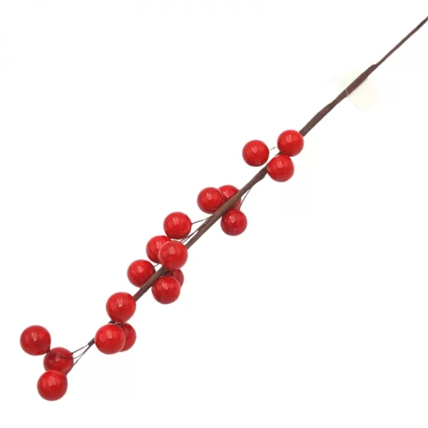 Dekorace - Větev bobule červená 64cm