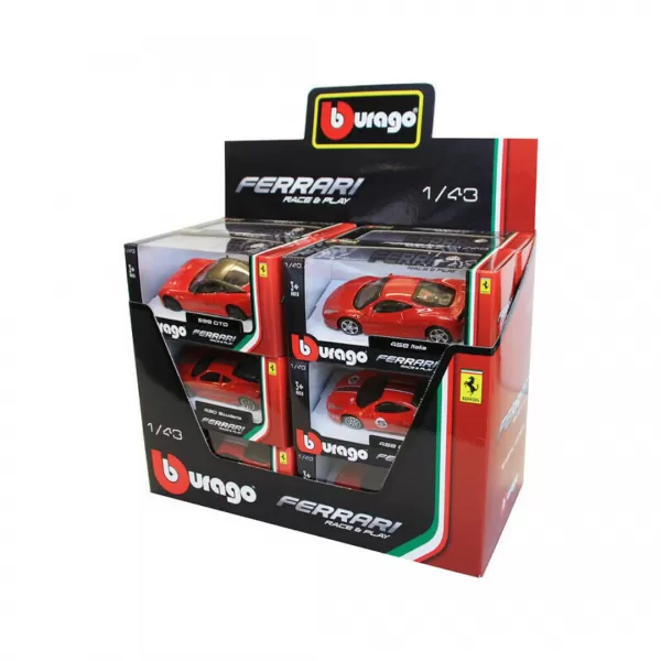 Bburago - Auta Race+Play, Ferrari, display 12ks, 1:43, assort