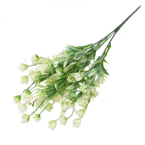 Dekorace - Keřík drobné kvítky 7 výhonků 37cm bílý