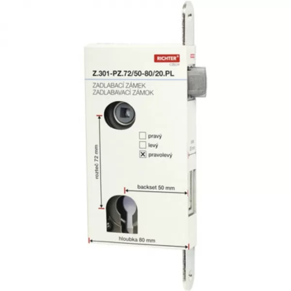 Zámek zadlabávací Z.301-PZ.72/50/20 PL pro cylindrickou vložku
