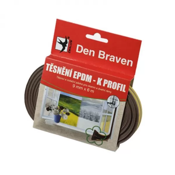 DENB profil Těsnící z EPDM pryže D-profil hnědý 9x6x6m Mappy