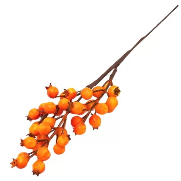 Dekorace - Větev podzimní bobule oranžová 33cm