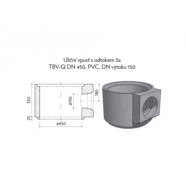 CSB-TBV-Q 450/350/3a PVC DN 150 skruž s odtokem3a