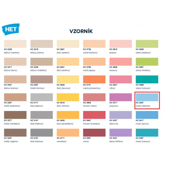 HET Klasik COLOR 0407 - modrý blankytný - 7kg + 1kg
