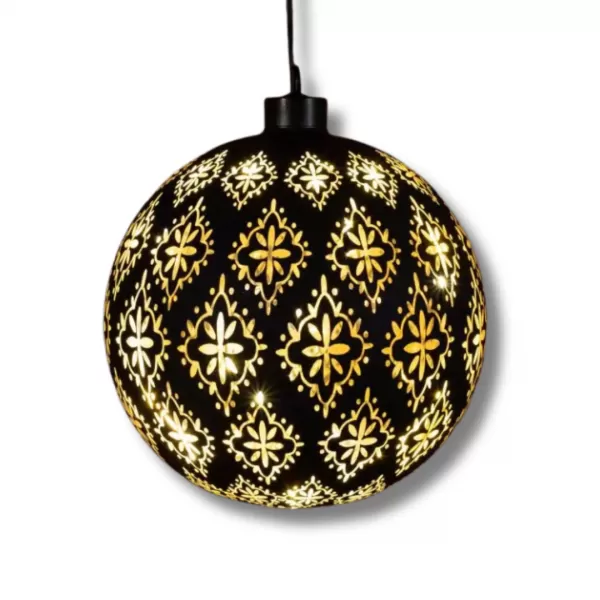 NIPEKO Koule černo-zlatá 15cm 12xLED