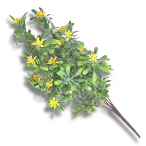 Dekorace - Větvička s kvítky 5 výhonků 32cm žlutá
